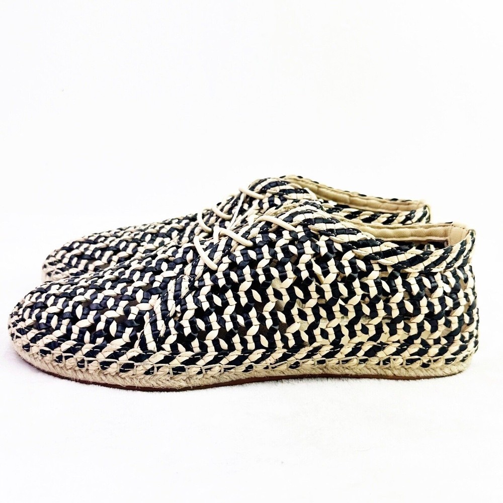 ZIMMERMANN Women's Braided Leather Woven Espadrilles In Black Size 40 - Picture 8 of 16